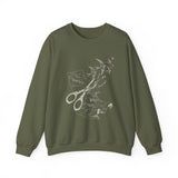 Surreal Sewing Sweatshirt, Scissors Swallows Illusion Art Crewneck, Seamstress Gift, Quilter Tee, Vintage Engraving Tee