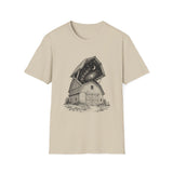Surreal Farmer Shirt, Starry Barn Illusion Art Tee, Farmer Gift, Farm Tee, Vintage Engraving Tee