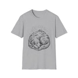 Surreal Dog Shirt, Sleeping Dog Mountain Illusion Art Tee, Dog Lover Gift, Vintage Engraving Dog Tee