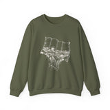 Surreal Travel Sweatshirt, Map Ocean Waves Illusion Art Crewneck, Adventure Gift, Wanderlust Tee