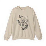 Surreal Bird Sweatshirt, Feather Quill River Illusion Art Crewneck, Bird Lover Gift, Birdwatching Tee