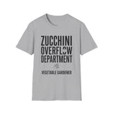 Zucchini Overflow Department Shirt, Funny Vegetable Gardener Shirt, Gardener Gift, Gardening Tee, Vegetable Garden Gift