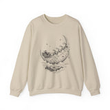 Surreal Christmas Sweatshirt, Sleigh Across the Moon Illusion Art Crewneck, Christmas Gift, Winter Holiday Sweater