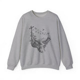 Surreal Music Sweatshirt, Birds on a Wire Melody Illusion Art Crewneck, Musician Gift, Piano Guitar Tee