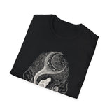 Surreal Cat Shirt, Cat Tail Crescent Moon Illusion Art Tee, Cat Lover Gift, Vintage Engraving Cat Tee