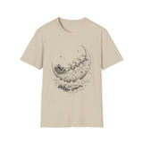 Surreal Christmas Shirt, Sleigh Across the Moon Illusion Art Tee, Christmas Gift, Winter Holiday Tee