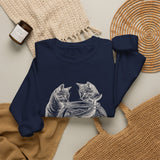 Surreal Cat Sweatshirt, Fishbowl Ocean Illusion Art Crewneck, Cat Lover Gift, Vintage Engraving Cat Tee