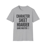 Character Sheet Hoarder Shirt, Funny Game Master Shirt, Tabletop Gamer Gift, RPG Tee, Game Night Gift
