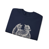 Surreal Cat Sweatshirt, Fishbowl Ocean Illusion Art Crewneck, Cat Lover Gift, Vintage Engraving Cat Tee