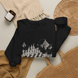Surreal Chess Sweatshirt, Chessboard in the Clouds Illusion Art Crewneck, Chess Player Gift, Board Game Tee