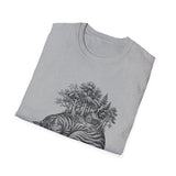 Surreal Cat Shirt, Cat Tree Rings Illusion Art Tee, Cat Lover Gift, Vintage Engraving Cat Tee