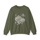 Surreal Chess Sweatshirt, Chessboard in the Clouds Illusion Art Crewneck, Chess Player Gift, Board Game Tee