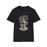 Surreal Coffee Shirt, Moka Lighthouse Illusion Art Tee, Coffee Lover Gift, Vintage Engraving Tee