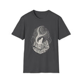 Surreal Cat Shirt, Cat Tail Crescent Moon Illusion Art Tee, Cat Lover Gift, Vintage Engraving Cat Tee