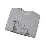 Surreal Music Sweatshirt, Birds on a Wire Melody Illusion Art Crewneck, Musician Gift, Piano Guitar Tee