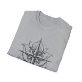 Surreal Travel Shirt, Compass Flower Illusion Art Tee, Adventure Gift, Wanderlust Tee