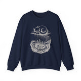 Surreal Cat Sweatshirt, Cloud Cat Illusion Art Crewneck, Cat Lover Gift, Vintage Engraving Cat Tee