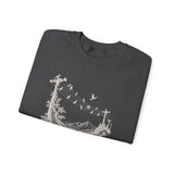 Surreal Music Sweatshirt, Birds on a Wire Melody Illusion Art Crewneck, Musician Gift, Piano Guitar Tee
