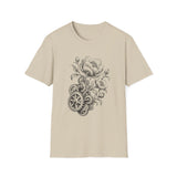 Surreal Engineer Shirt, Blooming Gears Illusion Art Tee, Engineer Gift, Mechanic Tee, Vintage Engraving Tee