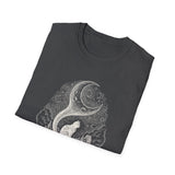 Surreal Cat Shirt, Cat Tail Crescent Moon Illusion Art Tee, Cat Lover Gift, Vintage Engraving Cat Tee