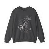 Surreal Sewing Sweatshirt, Scissors Swallows Illusion Art Crewneck, Seamstress Gift, Quilter Tee, Vintage Engraving Tee