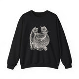Surreal Cat Sweatshirt, Fishbowl Ocean Illusion Art Crewneck, Cat Lover Gift, Vintage Engraving Cat Tee