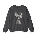 Surreal Christmas Sweatshirt, Reindeer Forest Antlers Illusion Art Crewneck, Christmas Gift, Winter Holiday Sweater