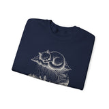 Surreal Cat Sweatshirt, Cloud Cat Illusion Art Crewneck, Cat Lover Gift, Vintage Engraving Cat Tee