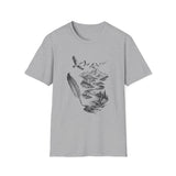Surreal Bird Shirt, Feather Quill River Illusion Art Tee, Bird Lover Gift, Birdwatching Tee