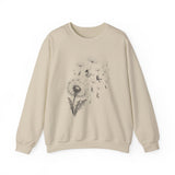 Surreal Garden Sweatshirt, Dandelion Umbrellas Illusion Art Crewneck, Gardener Gift, Botanical Plant Tee
