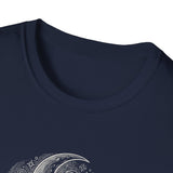 Surreal Cat Shirt, Cat Tail Crescent Moon Illusion Art Tee, Cat Lover Gift, Vintage Engraving Cat Tee