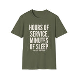 Hours of Service, Minutes of Sleep Shirt, Funny Truck Driver Shirt, Trucker Gift, Truck Driver Tee, CDL Driver Gift