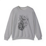Surreal Engineer Sweatshirt, Blooming Gears Illusion Art Crewneck, Engineer Gift, Mechanic Tee, Vintage Engraving Tee