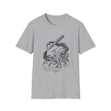 Surreal Bookish Shirt, Ink Octopus Illusion Art Tee, Book Lover Gift, Reader Tee, Dark Academia Shirt