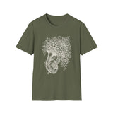 Surreal Music Shirt, Trumpet Garden Illusion Art Tee, Musician Gift, Piano Guitar Tee