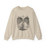 Surreal Cat Sweatshirt, Cat Window City Illusion Art Crewneck, Cat Lover Gift, Vintage Engraving Cat Tee