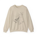 Surreal Sewing Sweatshirt, Scissors Swallows Illusion Art Crewneck, Seamstress Gift, Quilter Tee, Vintage Engraving Tee