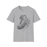 Surreal Hiker Shirt, Boot to Mountain Illusion Art Tee, Hiker Gift, Hiking Tee, Outdoor Lover Gift