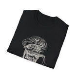 Surreal Coffee Shirt, Stormy Coffee Press Illusion Art Tee, Coffee Lover Gift, Vintage Engraving Tee