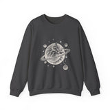 Surreal Cat Sweatshirt, Cat Planet Illusion Art Crewneck, Cat Lover Gift, Vintage Engraving Cat Tee