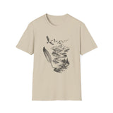 Surreal Bird Shirt, Feather Quill River Illusion Art Tee, Bird Lover Gift, Birdwatching Tee