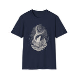 Surreal Cat Shirt, Cat Tail Crescent Moon Illusion Art Tee, Cat Lover Gift, Vintage Engraving Cat Tee