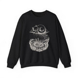 Surreal Cat Sweatshirt, Cloud Cat Illusion Art Crewneck, Cat Lover Gift, Vintage Engraving Cat Tee