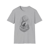 Surreal Cat Shirt, Cat Tail Crescent Moon Illusion Art Tee, Cat Lover Gift, Vintage Engraving Cat Tee