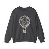 Surreal Travel Sweatshirt, Globe Hot Air Balloon Illusion Art Crewneck, Adventure Gift, Wanderlust Tee