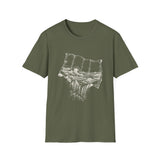 Surreal Travel Shirt, Map Ocean Waves Illusion Art Tee, Adventure Gift, Wanderlust Tee