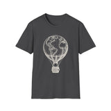 Surreal Travel Shirt, Globe Hot Air Balloon Illusion Art Tee, Adventure Gift, Wanderlust Tee