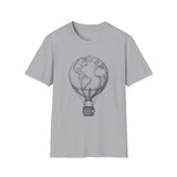 Surreal Travel Shirt, Globe Hot Air Balloon Illusion Art Tee, Adventure Gift, Wanderlust Tee