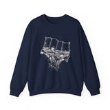 Surreal Travel Sweatshirt, Map Ocean Waves Illusion Art Crewneck, Adventure Gift, Wanderlust Tee