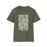 Feed the Flock Before Coffee Shirt, Funny Chicken Keeper Shirt, Chicken Lover Gift, Backyard Chicken Tee, Homestead Gift